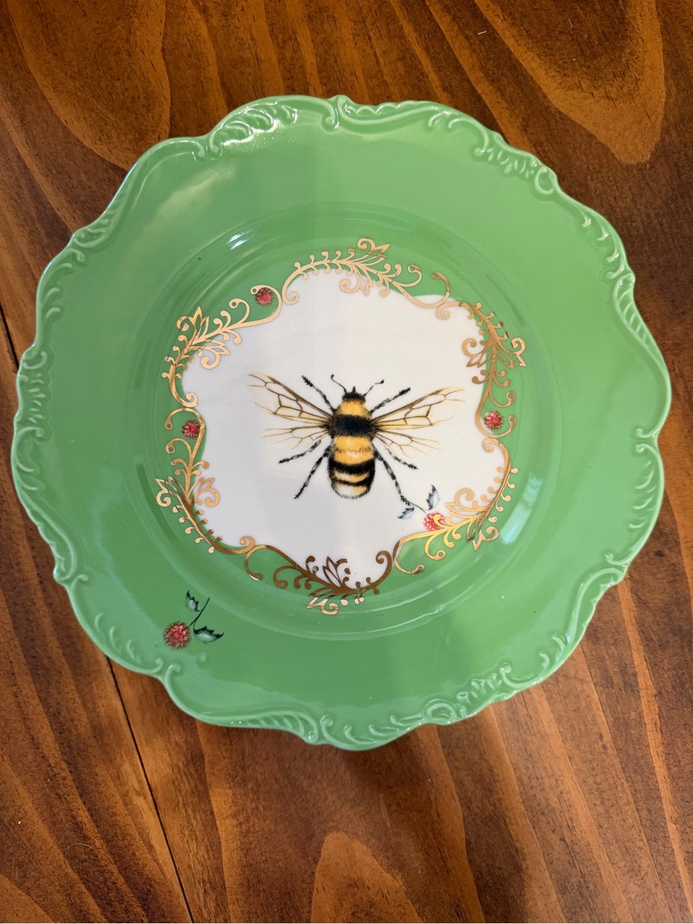 Nature Table Lou Rota Anthropologie Green Bee Decorative Accent Plate with Gold